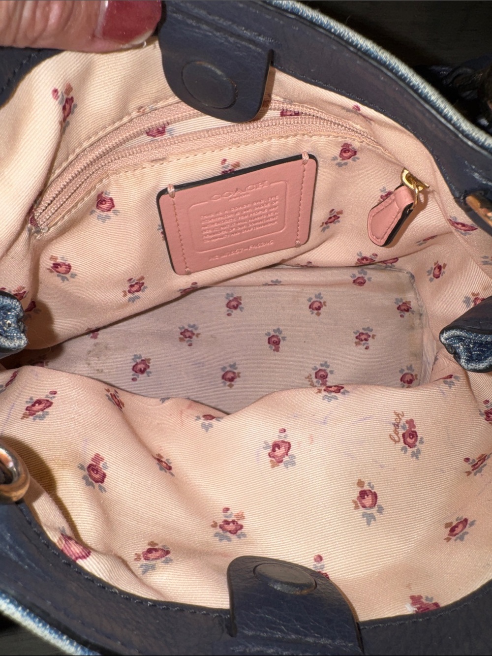 Coach Denim & Navy Satchel with Gold Charm and Crossbody Strap - Picture 4 of 5
